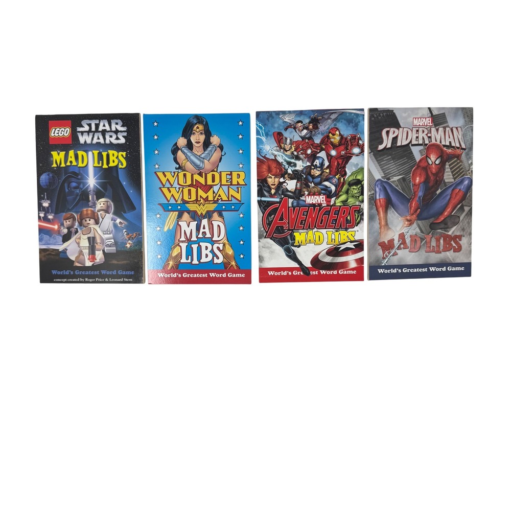 Mad Libs Book Lot of 4 LEGO Star Wars Wonder Woman Avengers Spider-Man Marvel DC